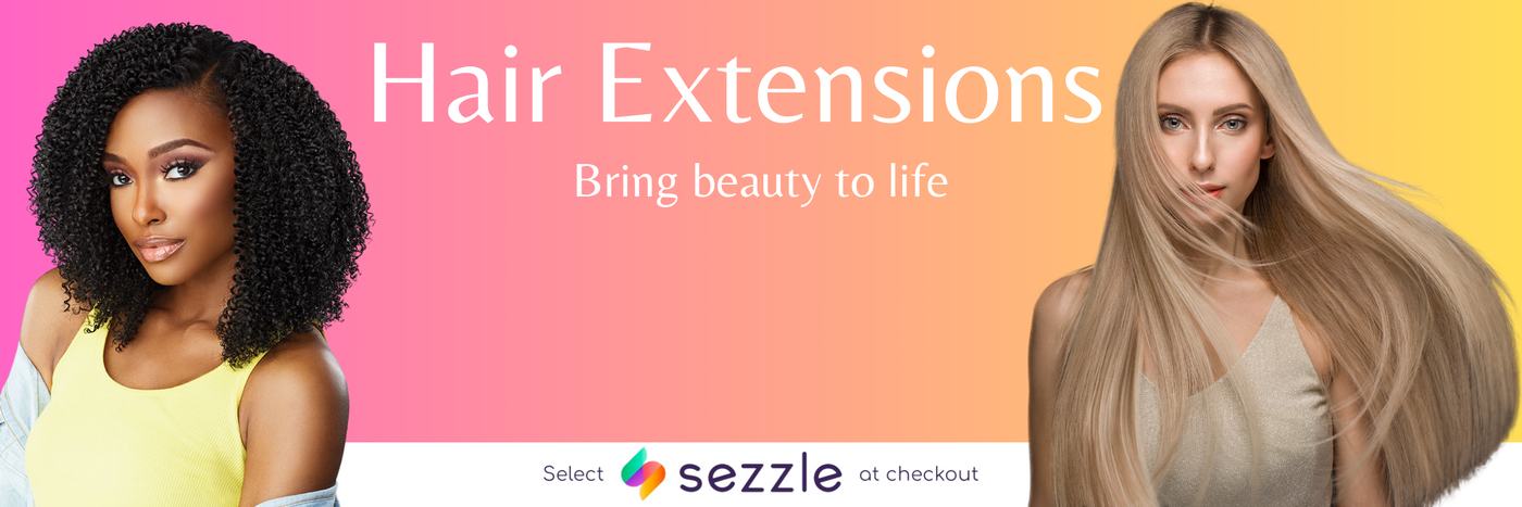 Hair Extensions Advertisment; Shop with sezzle