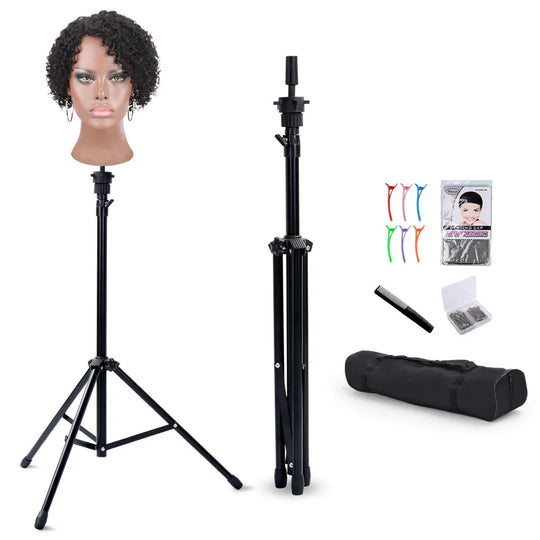 Klvied Reinforced Adjustable Metal Mannequin Head Stand with Carrying Bag