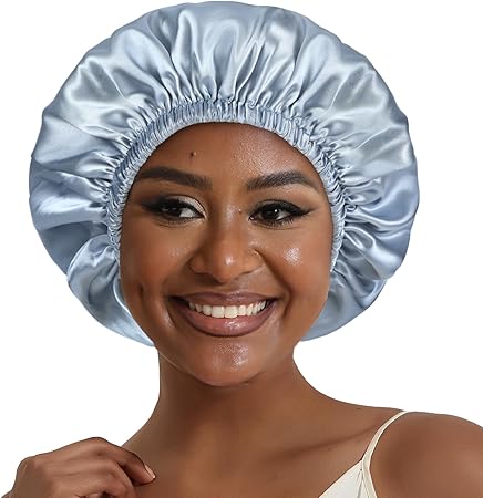 Hat Hut Adjustable Double-Lined Silky Satin Bonnet with Eye Mask