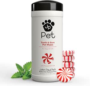 JP Pet by Paul Mitchell Tooth & Gum Pet Wipes with Peppermint Oil for Dogs & Cats