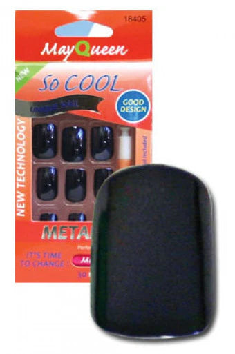 MayQueen So Cool Metallic Nail Tips Kit with Glue