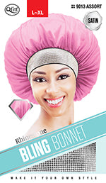 Qfitt Satin Rhinestone Bling Bonnet