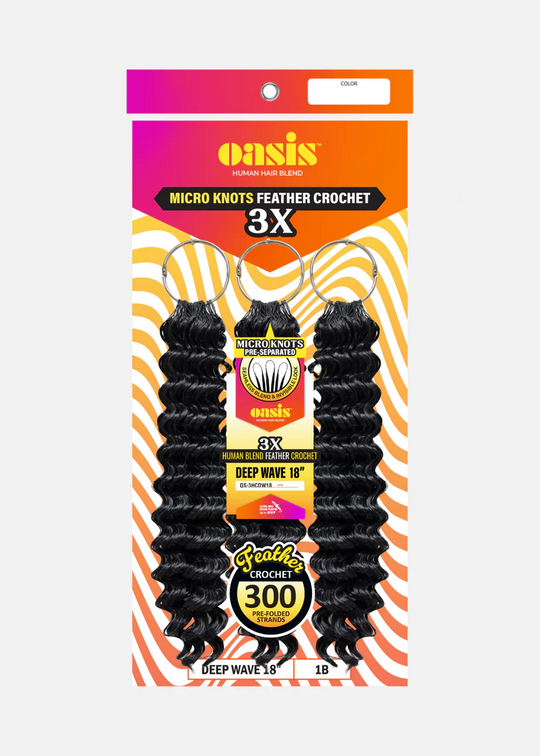 Vivica A. Fox Oasis Human Hair Blend Micro Knots 3X Feather Crochet Deep Wave 18"