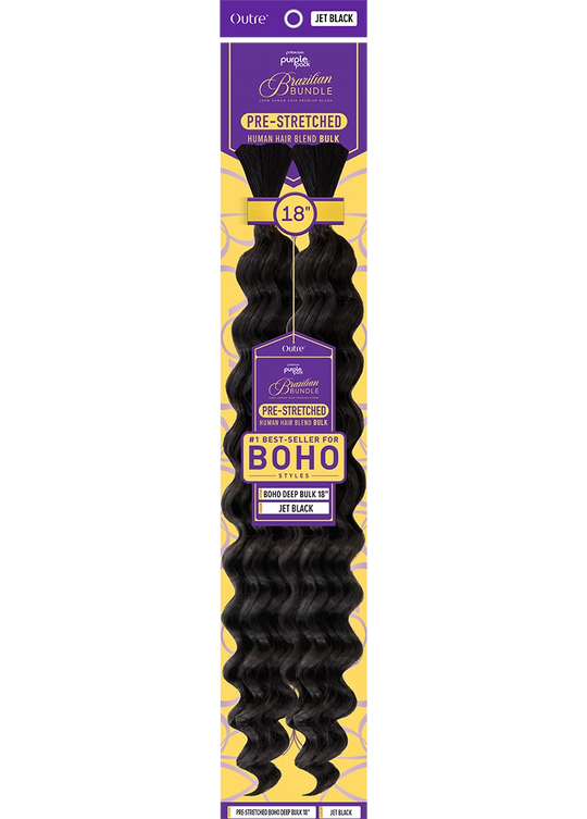Outre Purple Pack Brazilian Human Hair Blend Pre-Stretched Boho Deep Bulk 18"