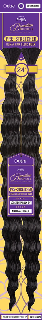 Outre Purple Pack Brazilian Bundle Bulk | 100% Human Hair Premium Blend Pre-Stretched Loose Deep Bulk 24"