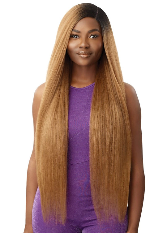 Outre Purple Pack Brazilian Boutique | 100% Human Hair Premium Blend Virgin Volume Pressed 26", 28", 30" + 4" Deep Lace Parting Piece