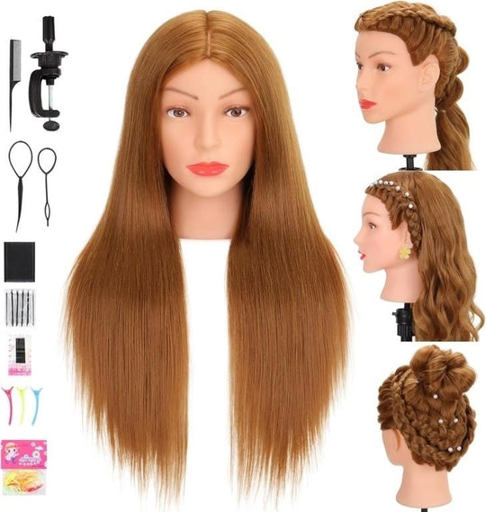 Treosida Human Hair Blend Mannequin Head with Styling Accessories