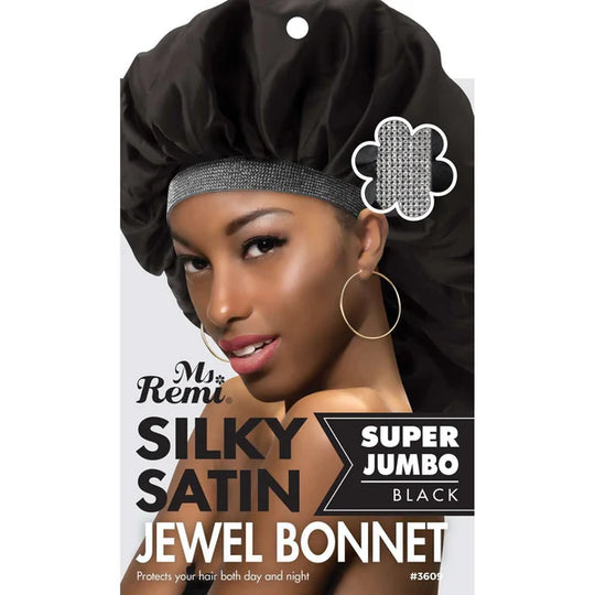 Annie Ms Remi Silky Satin Jewel Bonnet X-Jumbo Black