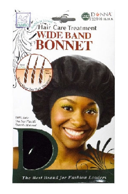Donna Nano Hair Care wide Bonnet Black
